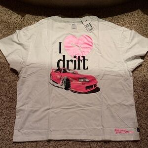 Puma White and Pink Drift T-Shirt, Unisex L NWT